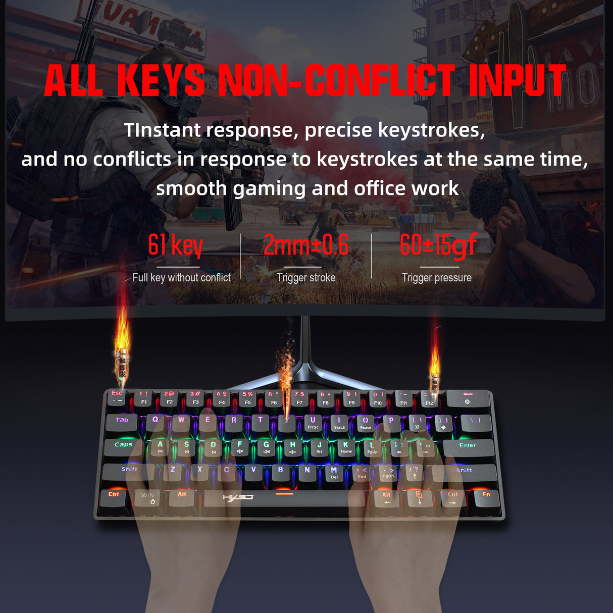 Mechanical 61 keyboard wired blue axis office keyboard gaming gaming illuminated RGB mechanical keyboard - V.I.P Digital Presence
