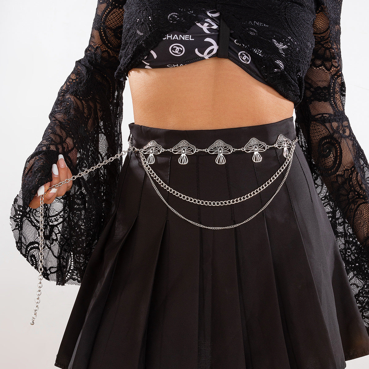 Gothic style spider web iron chain body chain retro carved sunflower alloy waist chain - V.I.P Digital Presence