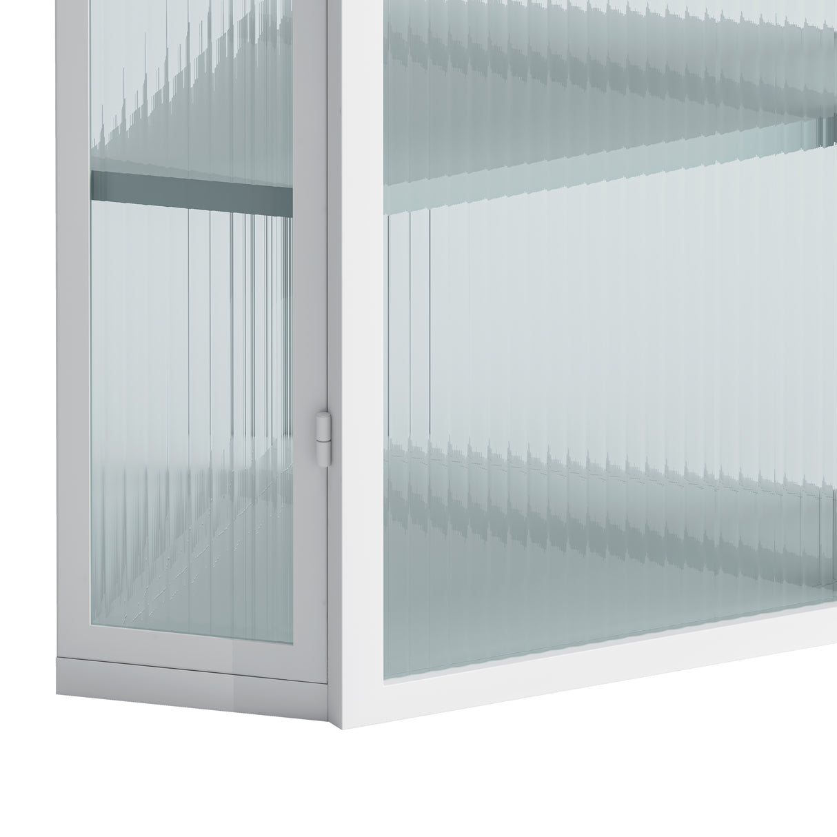Glass Door Wall Mounted Corner Cabinet with Featuring Four-tier Storage White