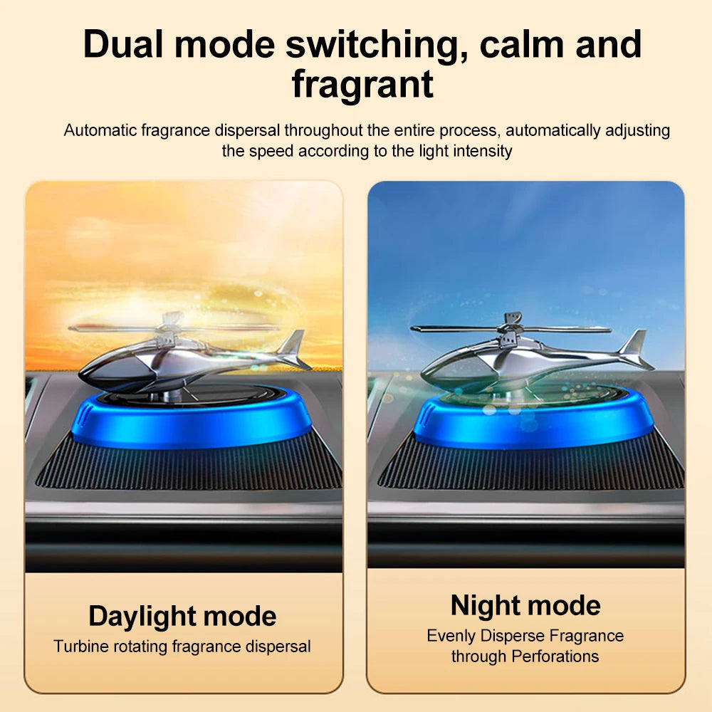 Solar Rotating Helicopter Aromatherapy Car Ornaments Car Air Freshener Alloy + ABS Wooden Aromatherapy Machine - V.I.P Digital Presence