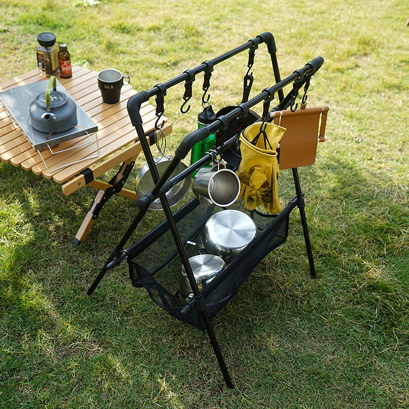 Estante plegable para acampar al aire libre, tendedero para coche de camping, red de secado, tendedero, estante de almacenamiento
