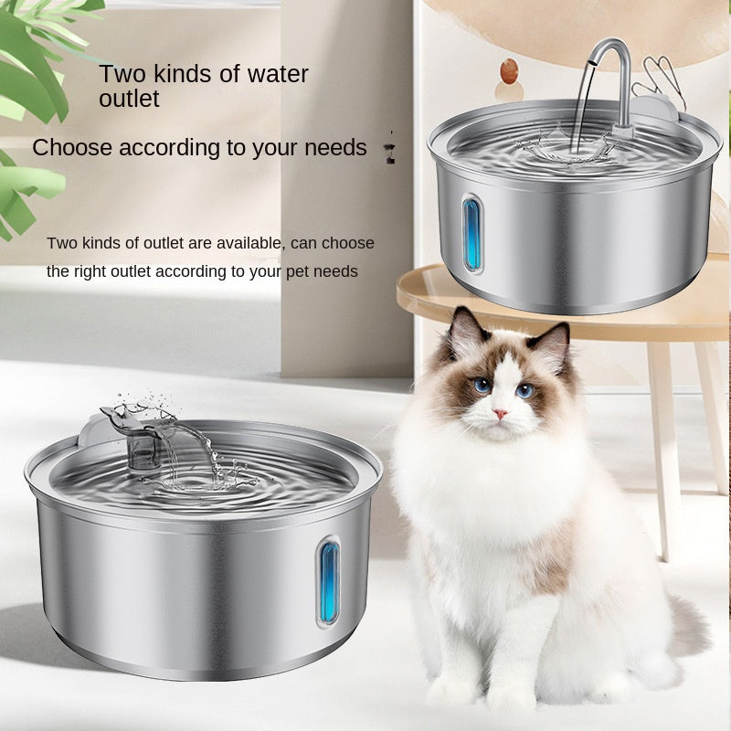 4L Stainless Steel Pet Water Dispenser with Round Viewing Window and Large Capacity LED for Cats and Dogs - V.I.P Digital Presence