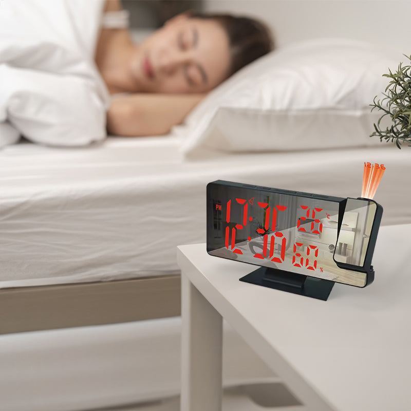 Home LED Projection Alarm Clock - Time, Temp Display, Backlight, Snooze - V.I.P Digital Presence