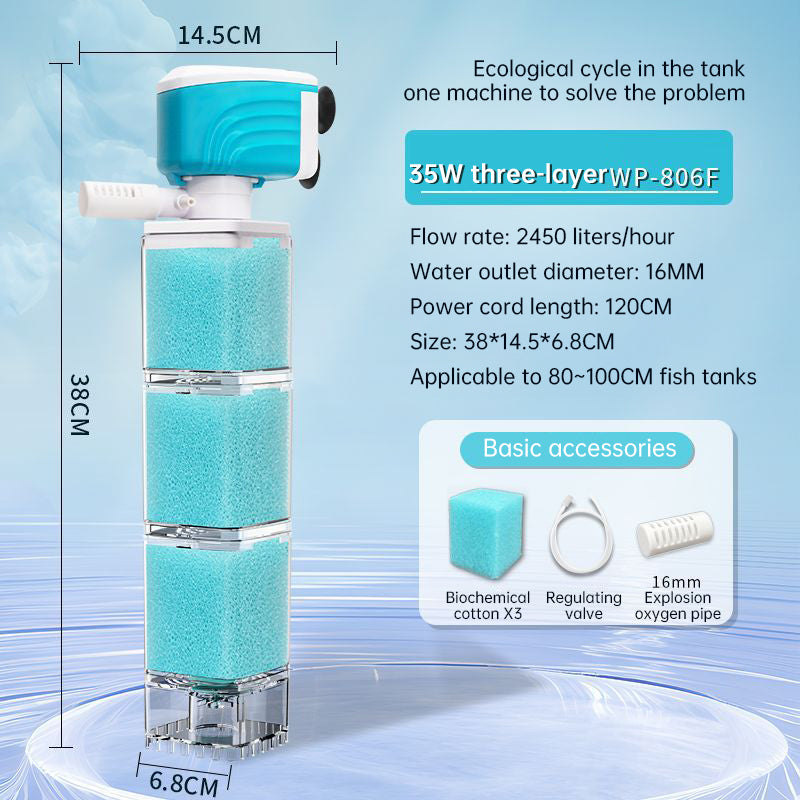 Multifunctional Aquarium Sponge Filter: Water Purifier, Pump, Wave Maker, with Suction Cup & Air Pump - V.I.P Digital Presence