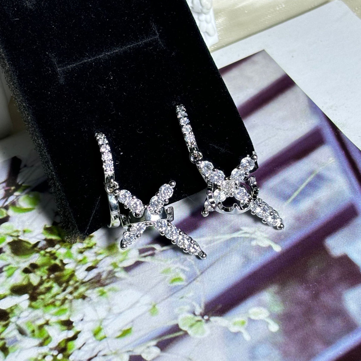 Rotating Crown Cross Earrings Set with Zircon - V.I.P Digital Presence