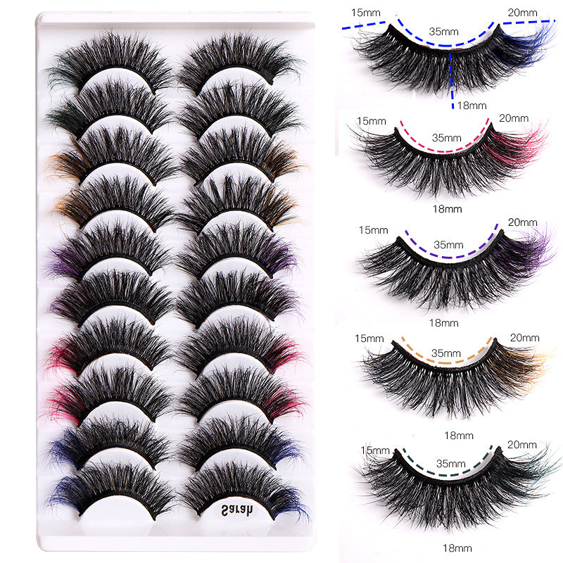 10 Pairs Of Color Mink Hair Fried Multilayer Thick Cross False Eyelashes 8D FLUFFY - V.I.P Digital Presence