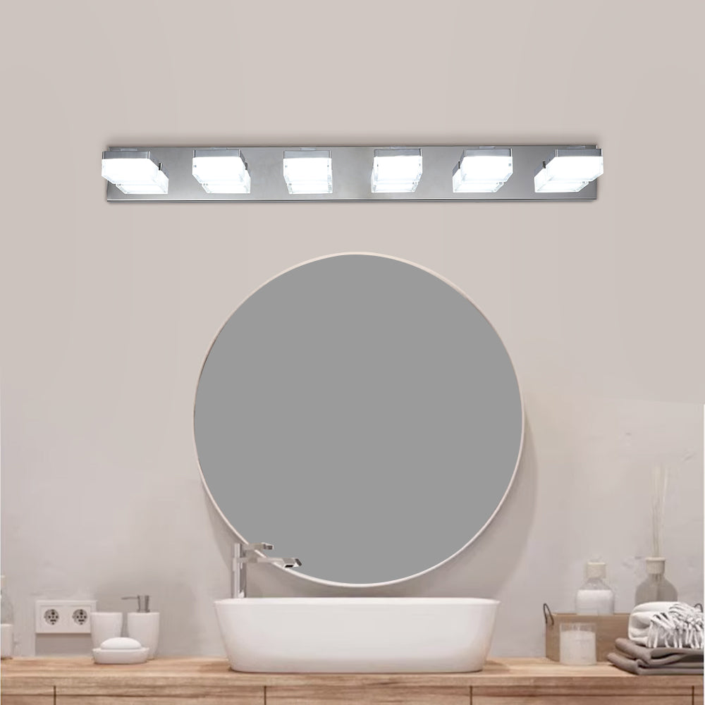 Modern 6-Light Chrome LED Vanity Mirror Light Fixture For Bathrooms And Makeup Tables - V.I.P Digital Presence