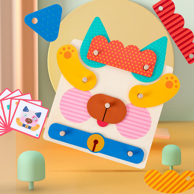Wooden Creative Animal Puzzle Building Blocks Fun Face Changing 3D Puzzle Fun Kindergarten Puzzle Toy - V.I.P Digital Presence