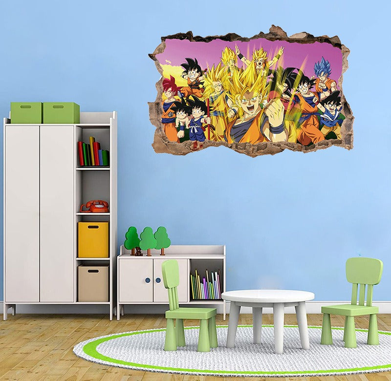 Cartoon anime children's room 3D broken wall wall decoration wall sticker self-adhesive seven dragon ball game wall decoration p - V.I.P Digital Presence
