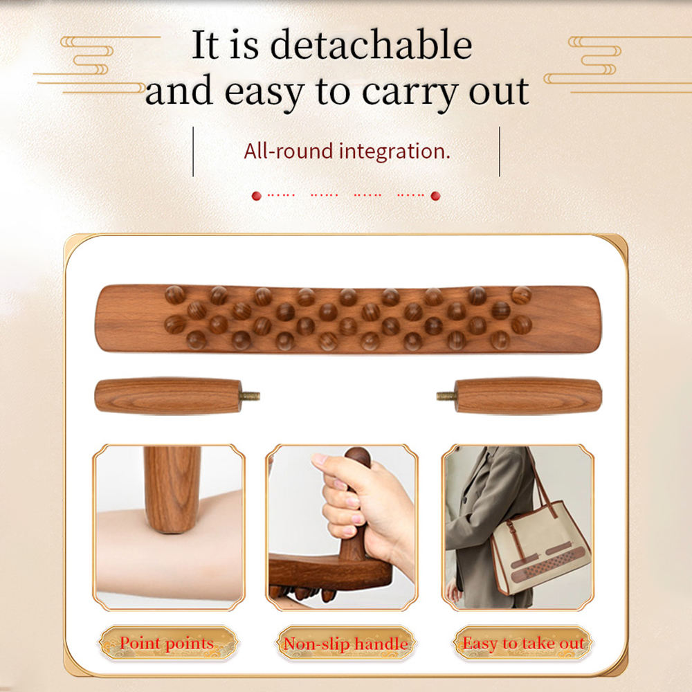 Handheld 34 Beads Home Massaging Device wood stick massage tool Body Massage Wooden Guasha Tool for Relaxation - V.I.P Digital Presence