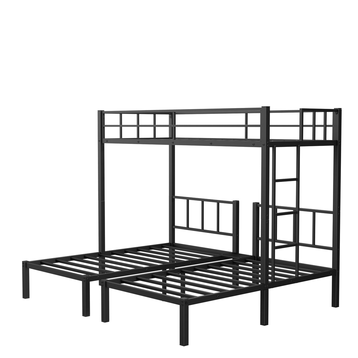 Twin over Twin & Twin Bunk Beds for 3, Twin XL over Twin & Twin Bunk Bed Metal Triple Bunk Bed, Black - V.I.P Digital Presence