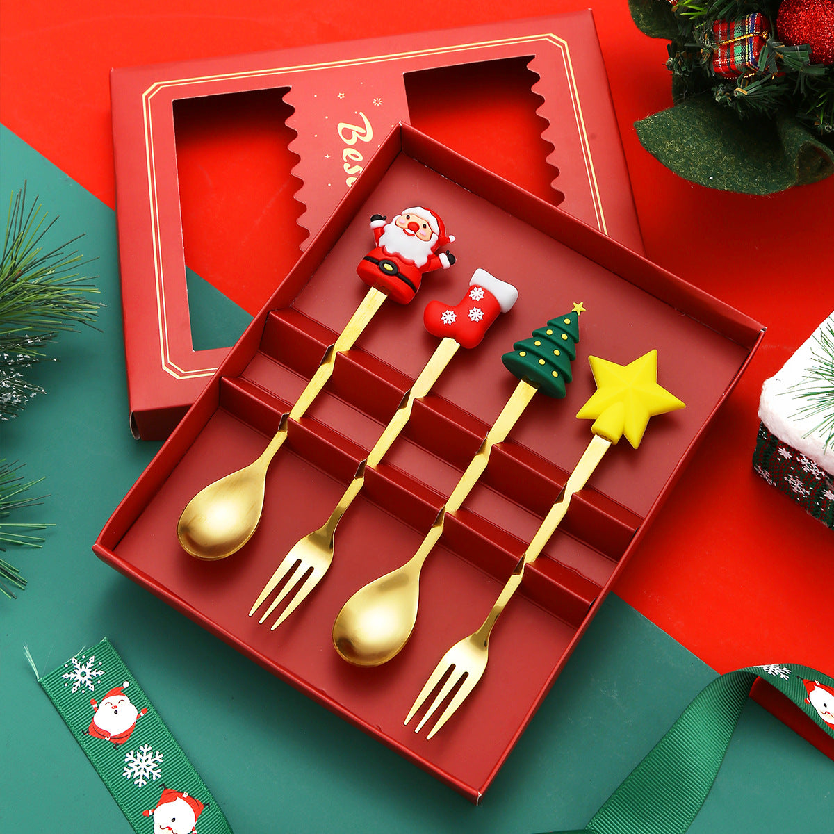 Christmas gift tableware stainless steel coffee spoon dessert spoon fork set - V.I.P Digital Presence