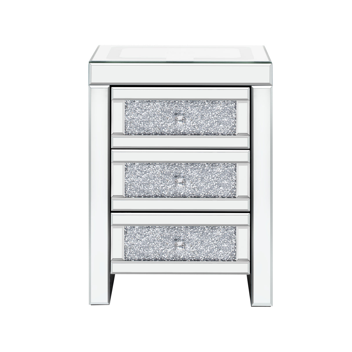 U-Can 15.7 "W silver rectangular mirror coffee table with wireless and USB charging function, LED lights, crystal style handle - V.I.P Digital Presence