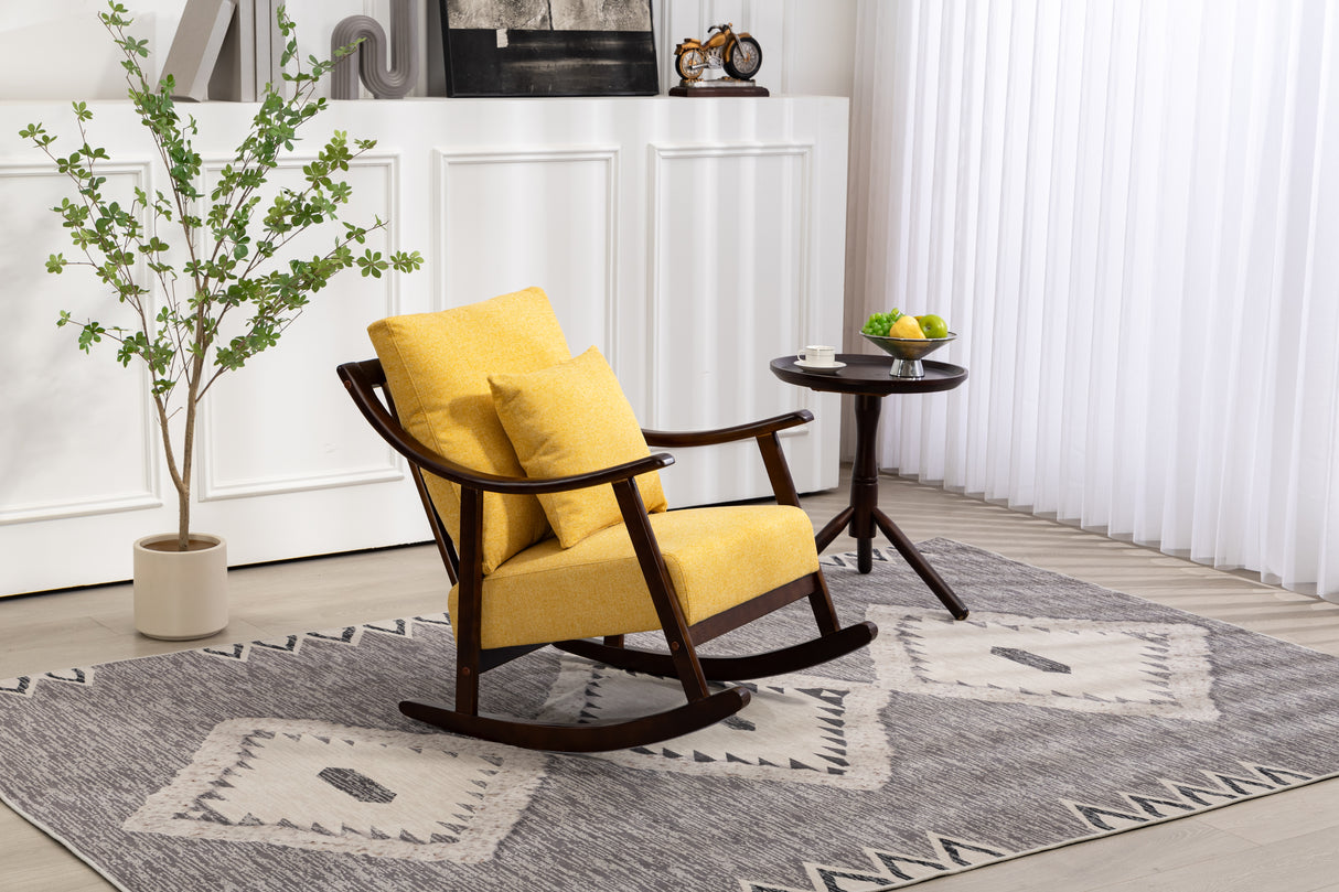 woven fabric Mid Century Modern Accent Chairs Comfy Upholstered Glider Arm Chair with Solid Wood for Living Room Bedroom Balcony - V.I.P Digital Presence