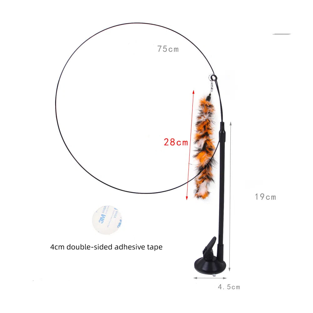 Suction cup cat toy stick that can be attached and held with steel wire multi head interchangeable cat toy and pet supplies - V.I.P Digital Presence