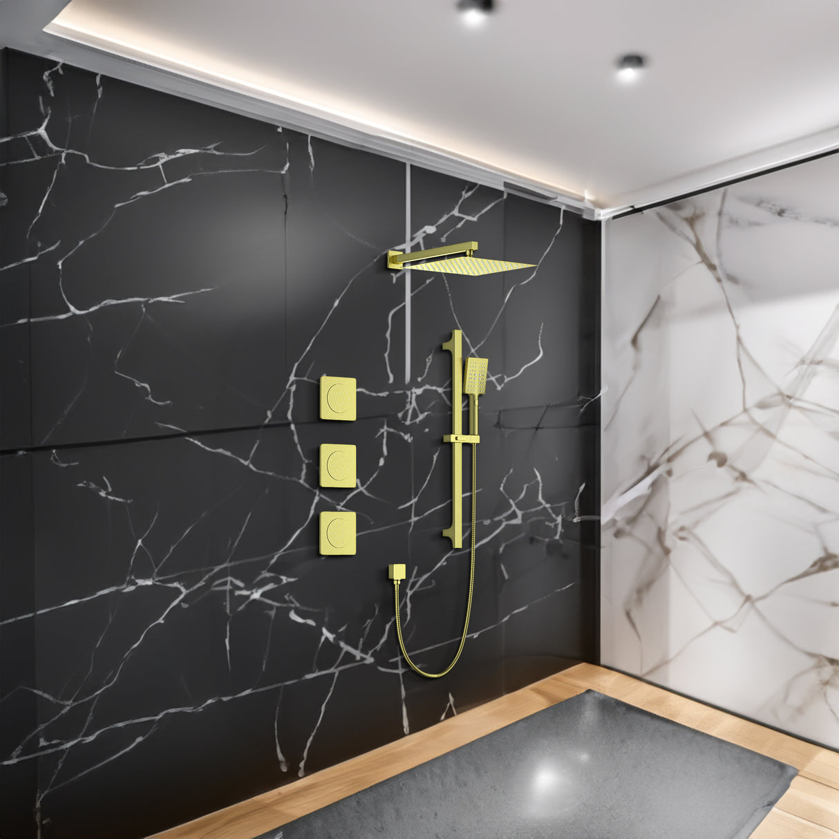 Shower System with Shower Head, Hand Shower Slide Bar Bodysprays Shower Arm Hose Valve Trim and Lever Handles - V.I.P Digital Presence