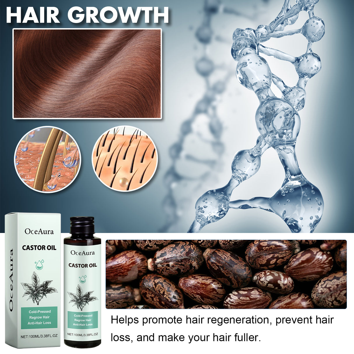 Castor Oil, Moisturize And Strengthen Hair Care Solid Hair Thick Hair Care Oil - V.I.P Digital Presence