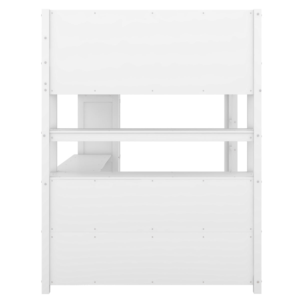 Wood Loft Bed with Cabinet and Bookshelf, Full Size Loft with Wardrobe and Desk for Kids,White - V.I.P Digital Presence