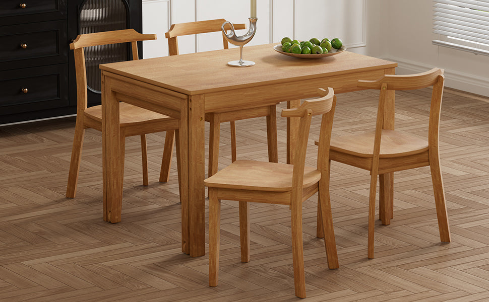 TOPMAX 65 "5-piece set with wheels, expandable dining table set, 17.7" pull-out side table and small dining chairs, natural