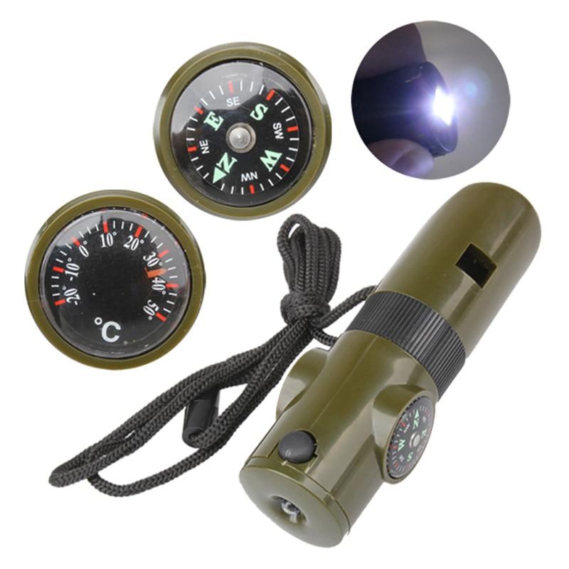 Camping Survival Whistle With Compass Thermometer Flashlight Magnifier - V.I.P Digital Presence