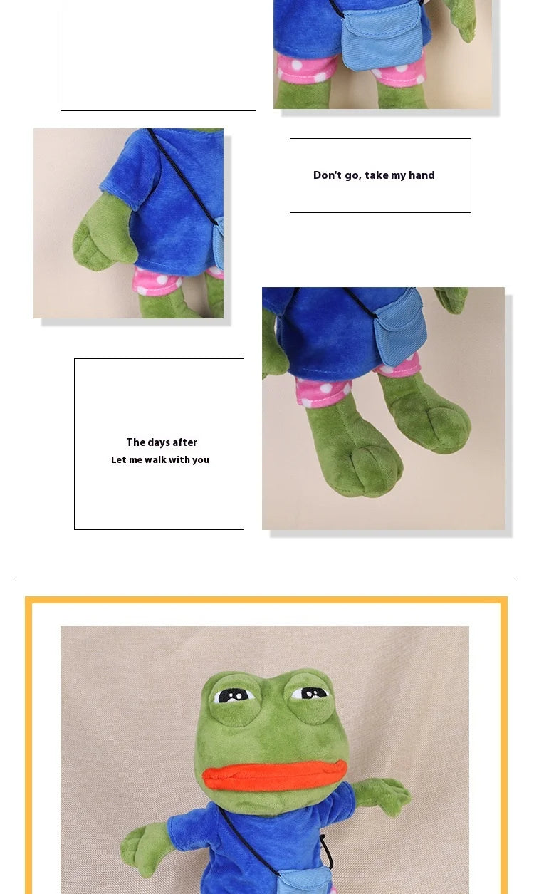 Original New Sad Frog Doll Plush Toy Juvenile Version Shoulder Bag Pepe Funny Green Frog Big Mouth Smiling Frog Boys Gifts - V.I.P Digital Presence