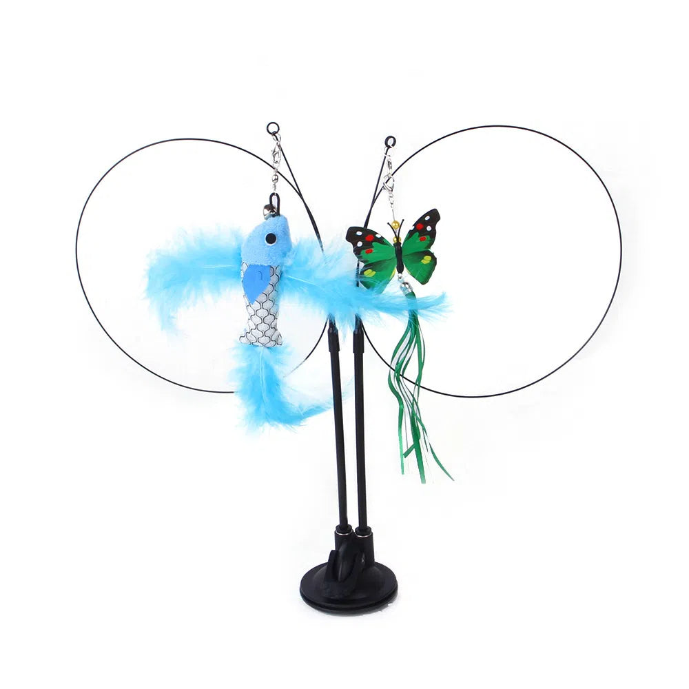 Suction cup cat toy stick that can be attached and held with steel wire multi head interchangeable cat toy and pet supplies - V.I.P Digital Presence