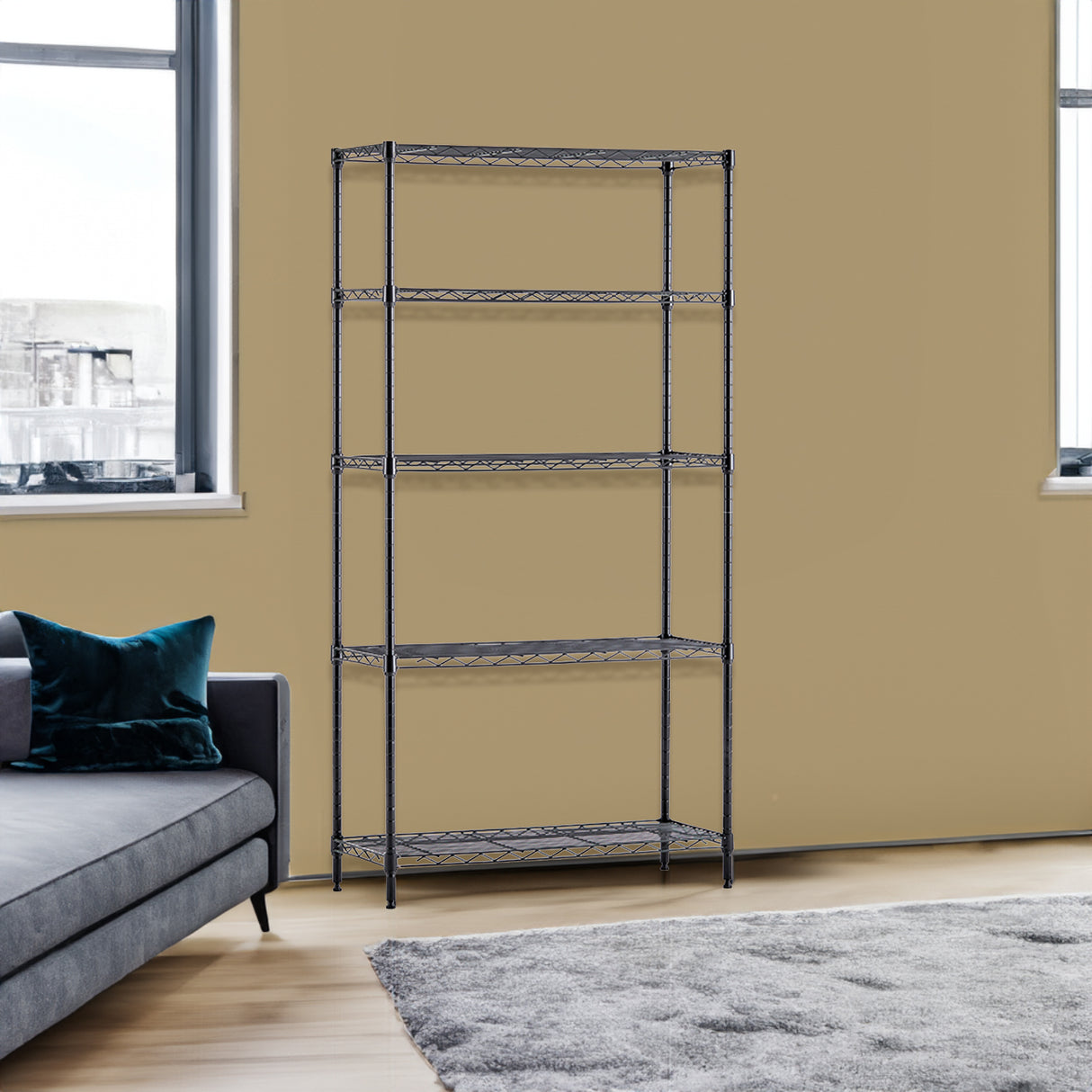 Metal wire rack storage rack adjustable rack, vertical storage rack unit (black, 35.7L x 14W x 71H) - V.I.P Digital Presence