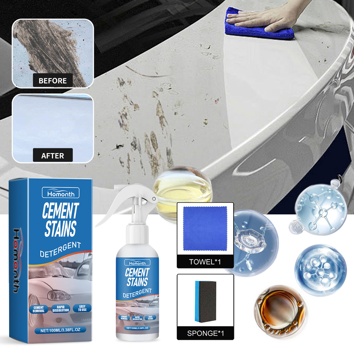 Cement Stains Detergent, Car Paint Concrete Spot Removal Stubborn Mud Cleaning - V.I.P Digital Presence