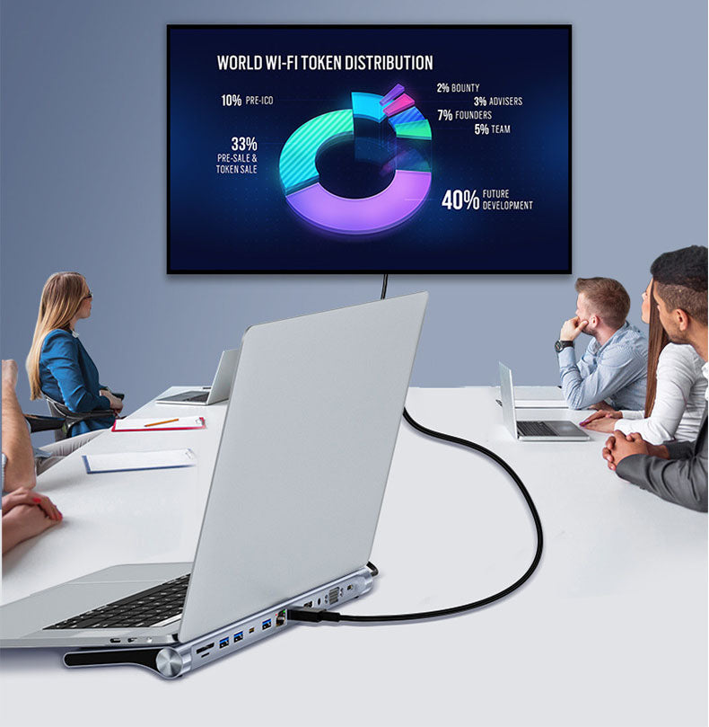 Dual HDMI docking station 12 in 1 high-definition MST USB HUB multi screen display type-c docking station - V.I.P Digital Presence