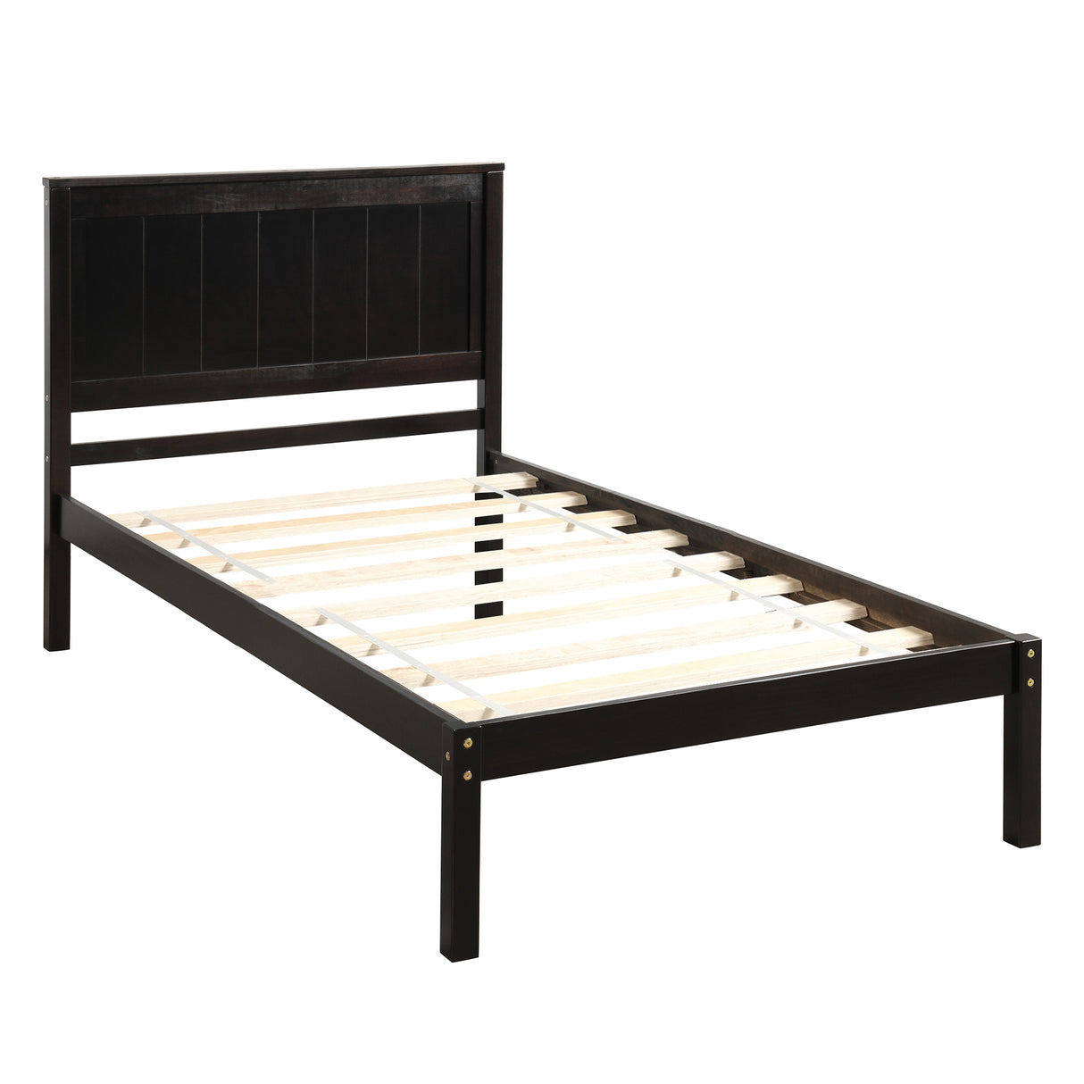 Platform Bed Frame with Headboard, Wood Slat Support, No Box Spring Needed Twin Espresso