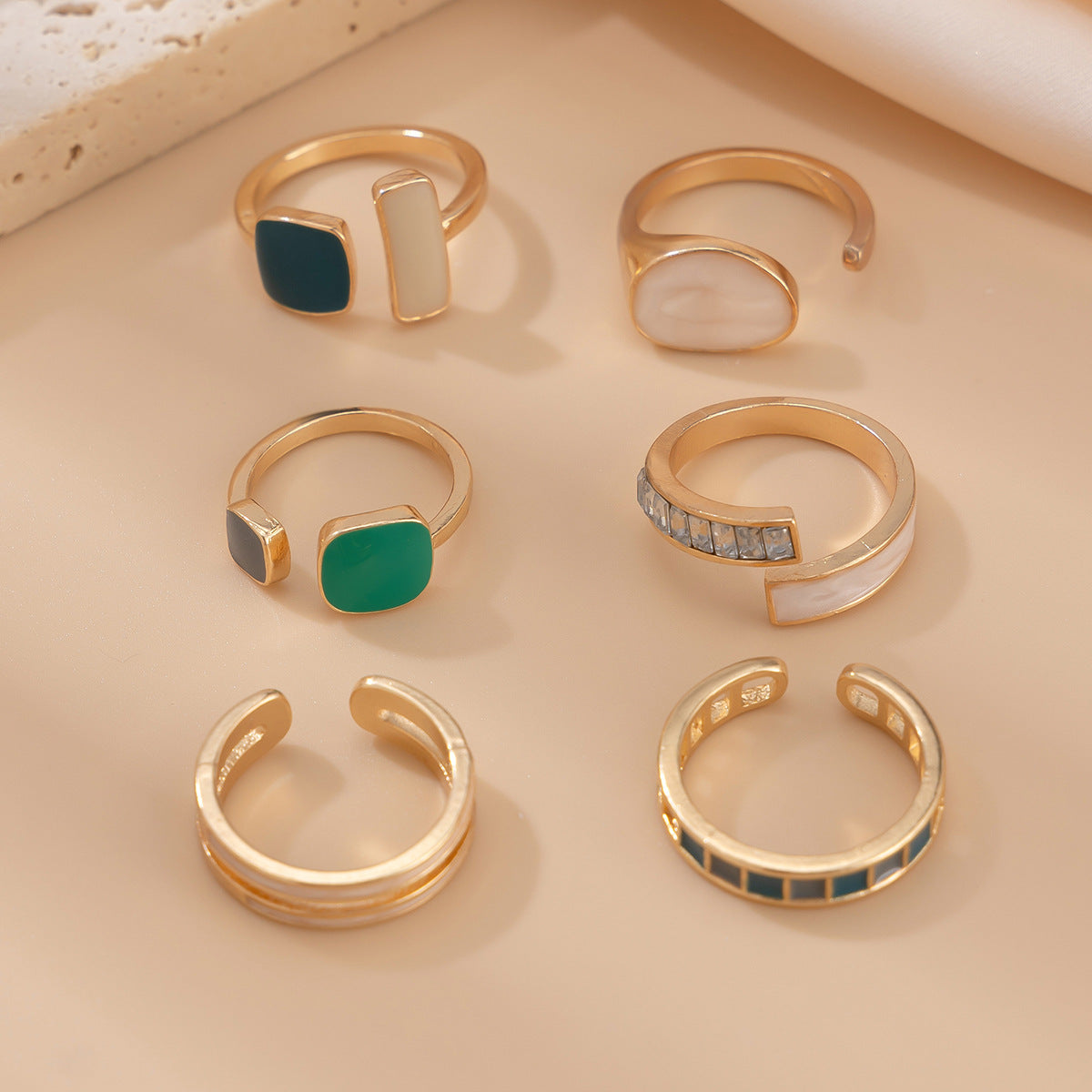 French retro irregular alloy ring light luxury style geometric drip oil ring set - V.I.P Digital Presence