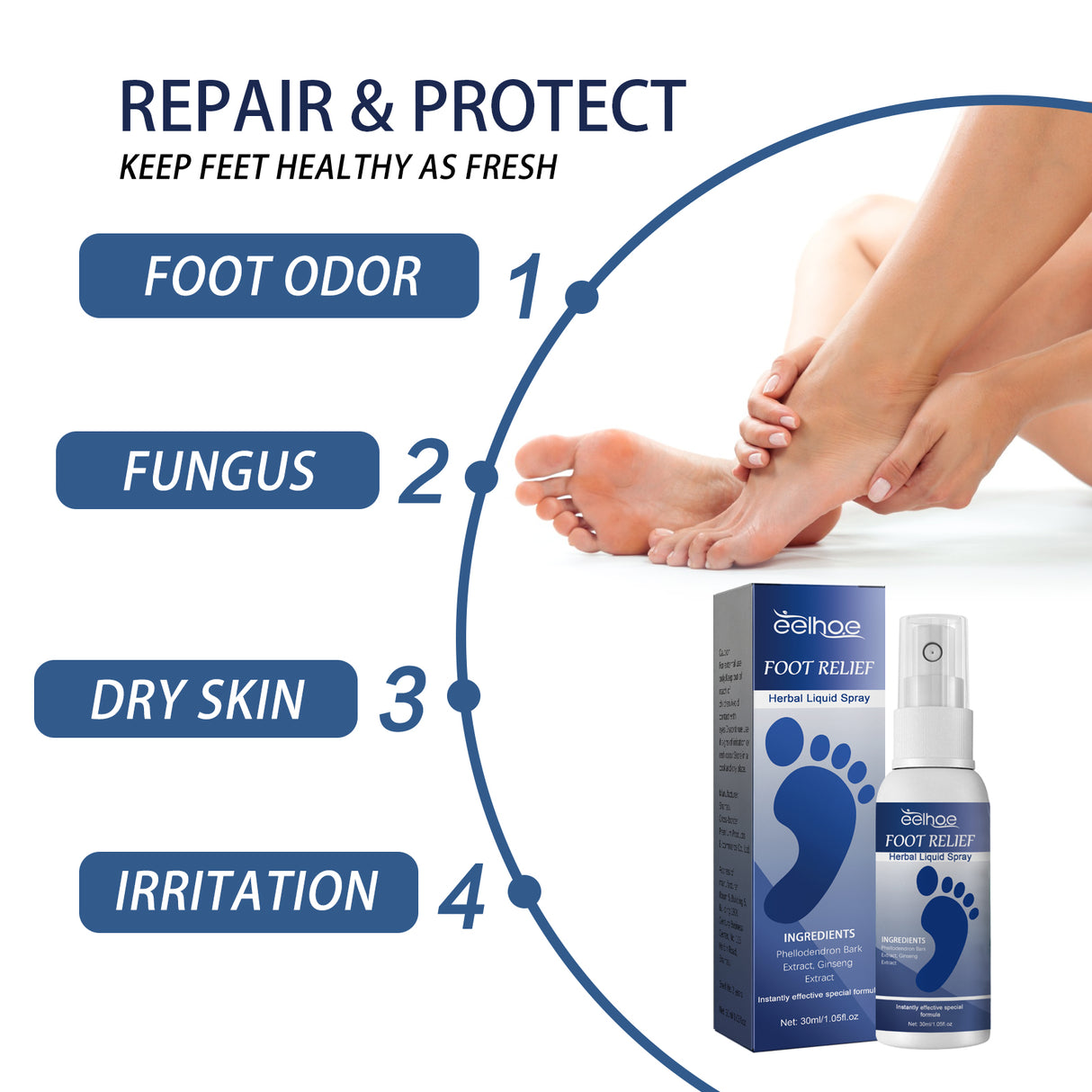 Foot Relief Herbal Liquid Spray, Clean Exfoliating Calluses Anti-Cracking Peeling Foot Moisturizing Spray - V.I.P Digital Presence