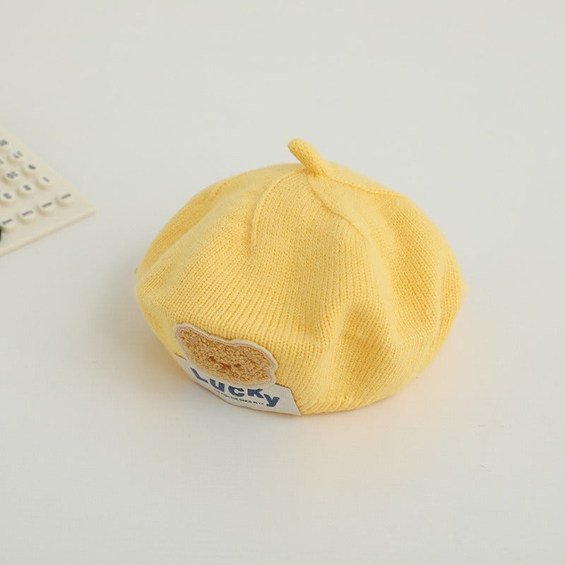 Children Spring and Autumn Beret Baby Cute Bear Hat Korean Version Male and Female Baby Corduroy Painter Hat - V.I.P Digital Presence
