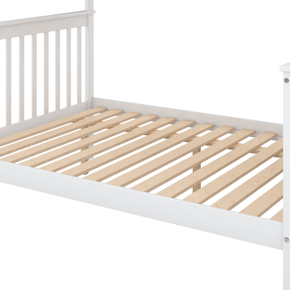 Twin over Full Bunk Bed with Trundle and Staircase White - V.I.P Digital Presence