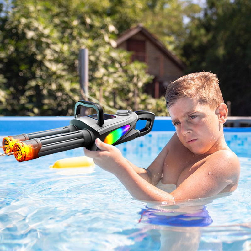 Electric LED Rotating Gatling Water Gun - Auto-Spray Blaster for Kids & Adults (Summer Pool Toy) - V.I.P Digital Presence
