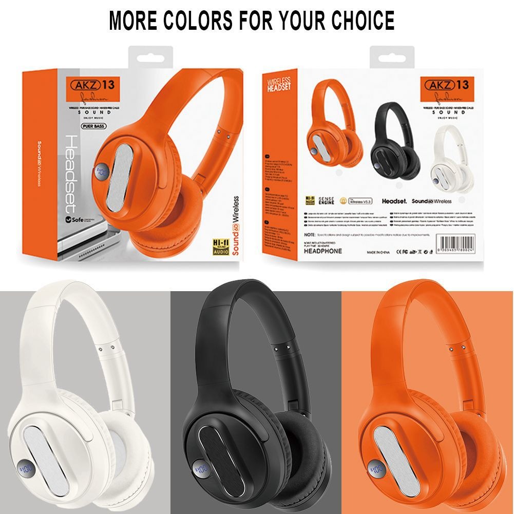 AKZ-13 wireless Bluetooth headset with battery level display and long battery life foldable - V.I.P Digital Presence