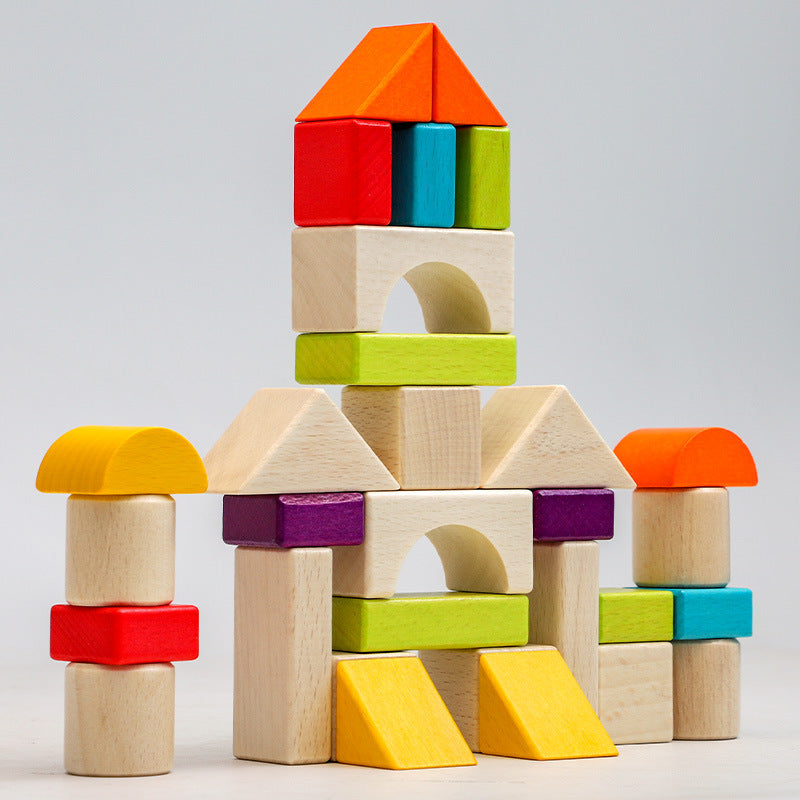 Wooden box packed building blocks, shape recognition, creativity, assembly thinking, exercise, color recognition, early education, interactive wooden toys - V.I.P Digital Presence