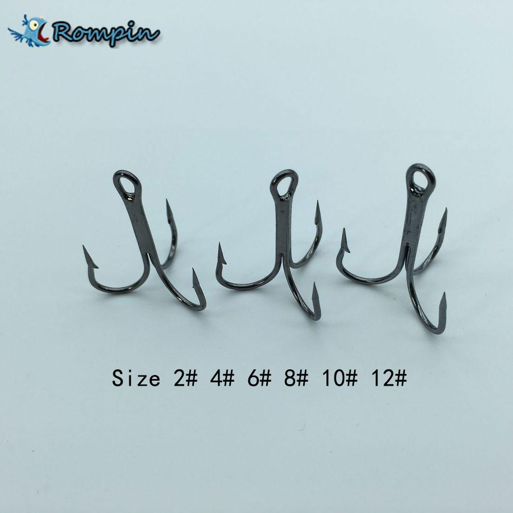 Rompin 20pc/lot 2/4/6/8/10# Fishing Hook High Carbon Steel Treble Black - V.I.P Digital Presence