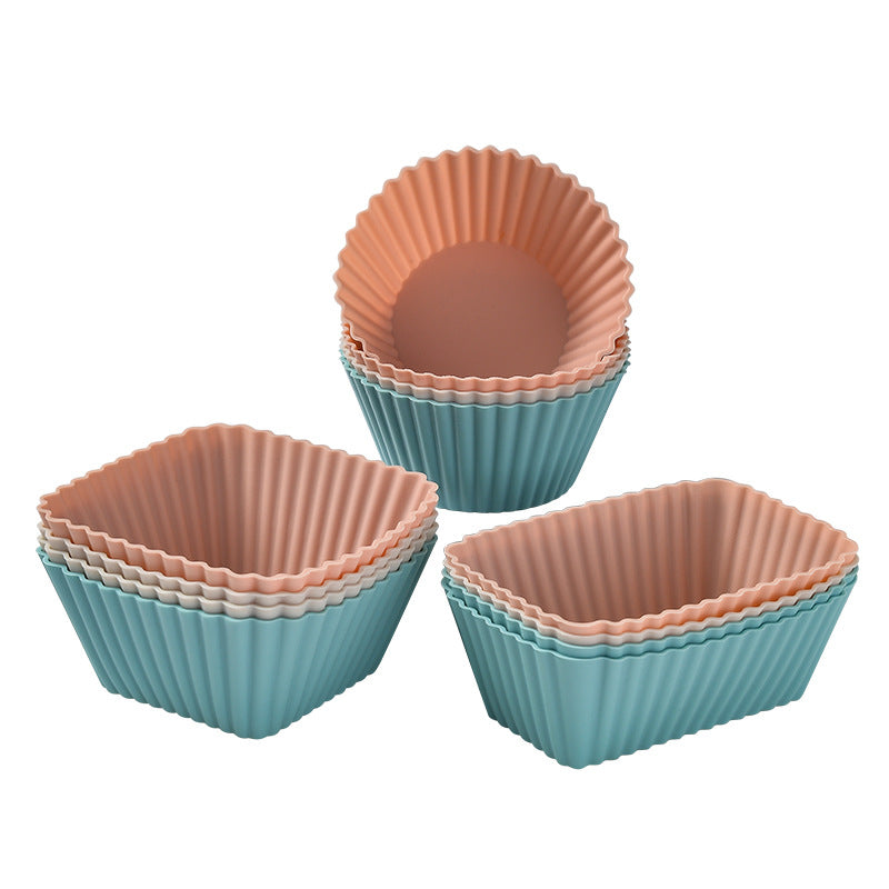 Silicone Muffin Cup Baking Square Round Square Thick Cake Mold Set cupcake - V.I.P Digital Presence