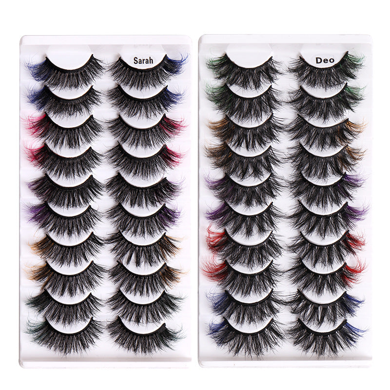 10 Pairs Of Color Mink Hair Fried Multilayer Thick Cross False Eyelashes 8D FLUFFY - V.I.P Digital Presence
