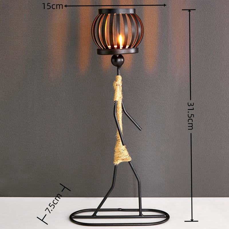 Wrought Iron Candle Holder Decorative Piece - European Style Restaurant Dining Table Ambiance Light Candlestick Home Metal Artware - V.I.P Digital Presence