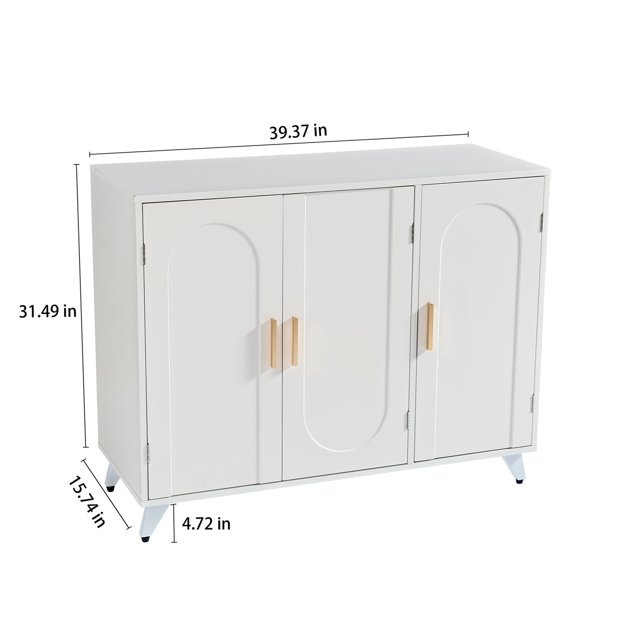 Sideboard Buffet cabinet with 3 doors and removable shelves, for living room, dining room, ivory white - V.I.P Digital Presence