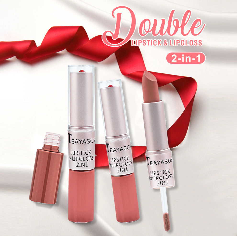 Double-Headed Non-Stick Cup Matte Matte Lip Gloss Two-In-One Matte Bean Paste Does Not Fade With Cup Lipstick Female - V.I.P Digital Presence