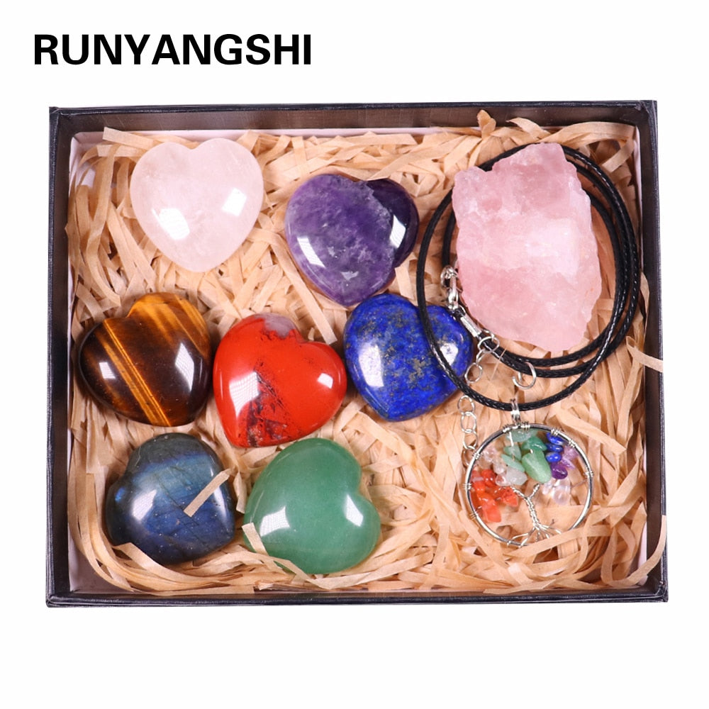 Natural crystal quartz Seven Chakra Crystal Love gemstone Healing stone mineral specimen box Collection - V.I.P Digital Presence