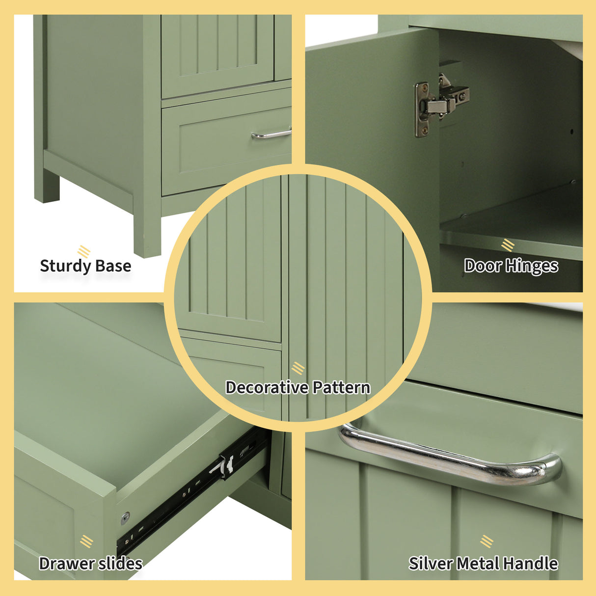 36 inch bathroom vanity with sink, one double door cabinet one large drawer and one flip drawer solid wood and MDF board, green - V.I.P Digital Presence