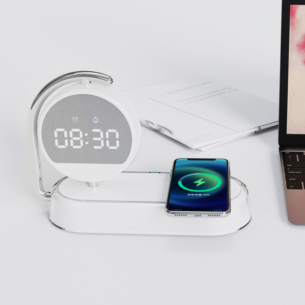Multi functional clock, wireless charging, clock alarm, mobile phone, wireless charging, small night light, three in one - V.I.P Digital Presence