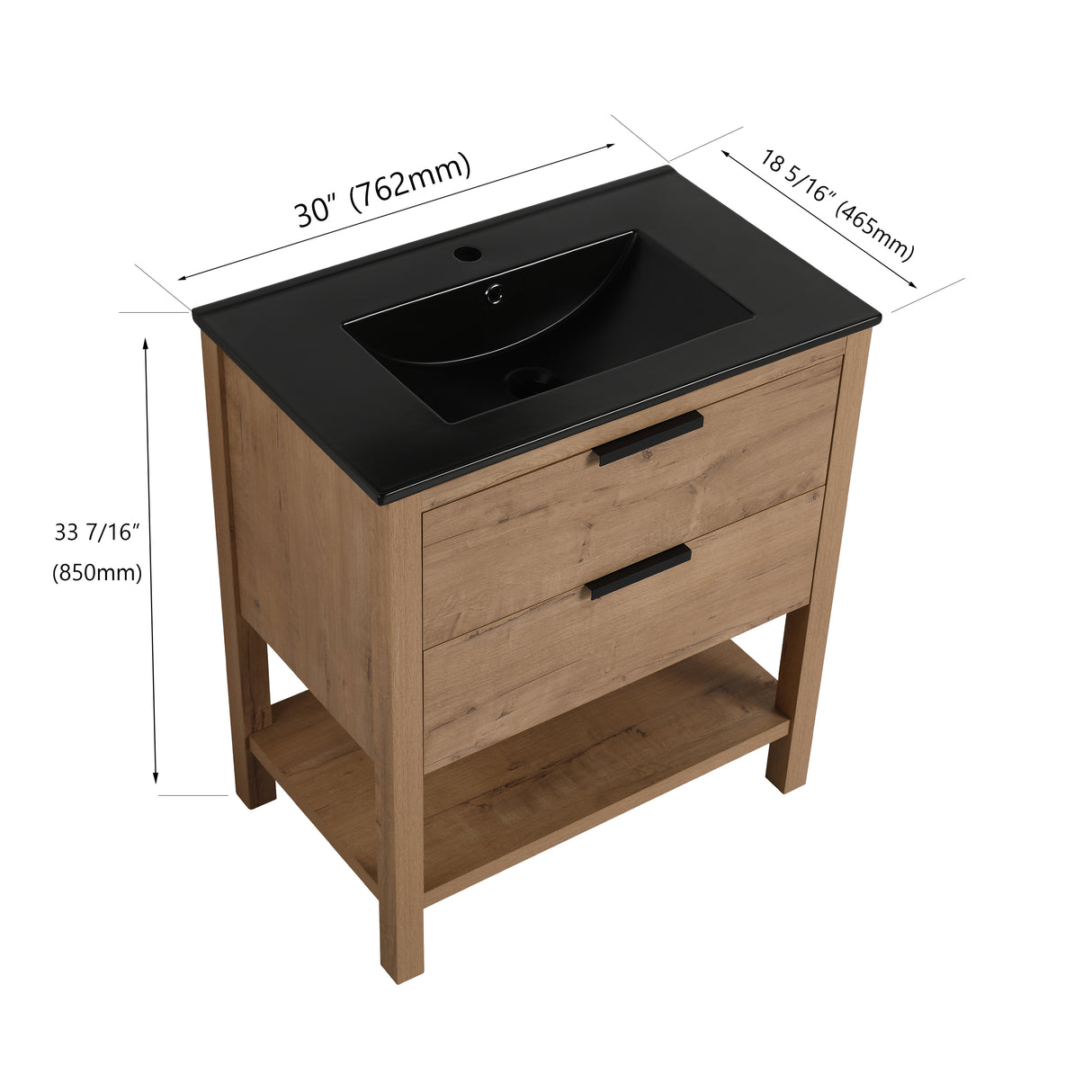 30 Inch Bathroom Vanity Plywood With 2 Drawers(BVB01030IMO-BL9075BK) - V.I.P Digital Presence