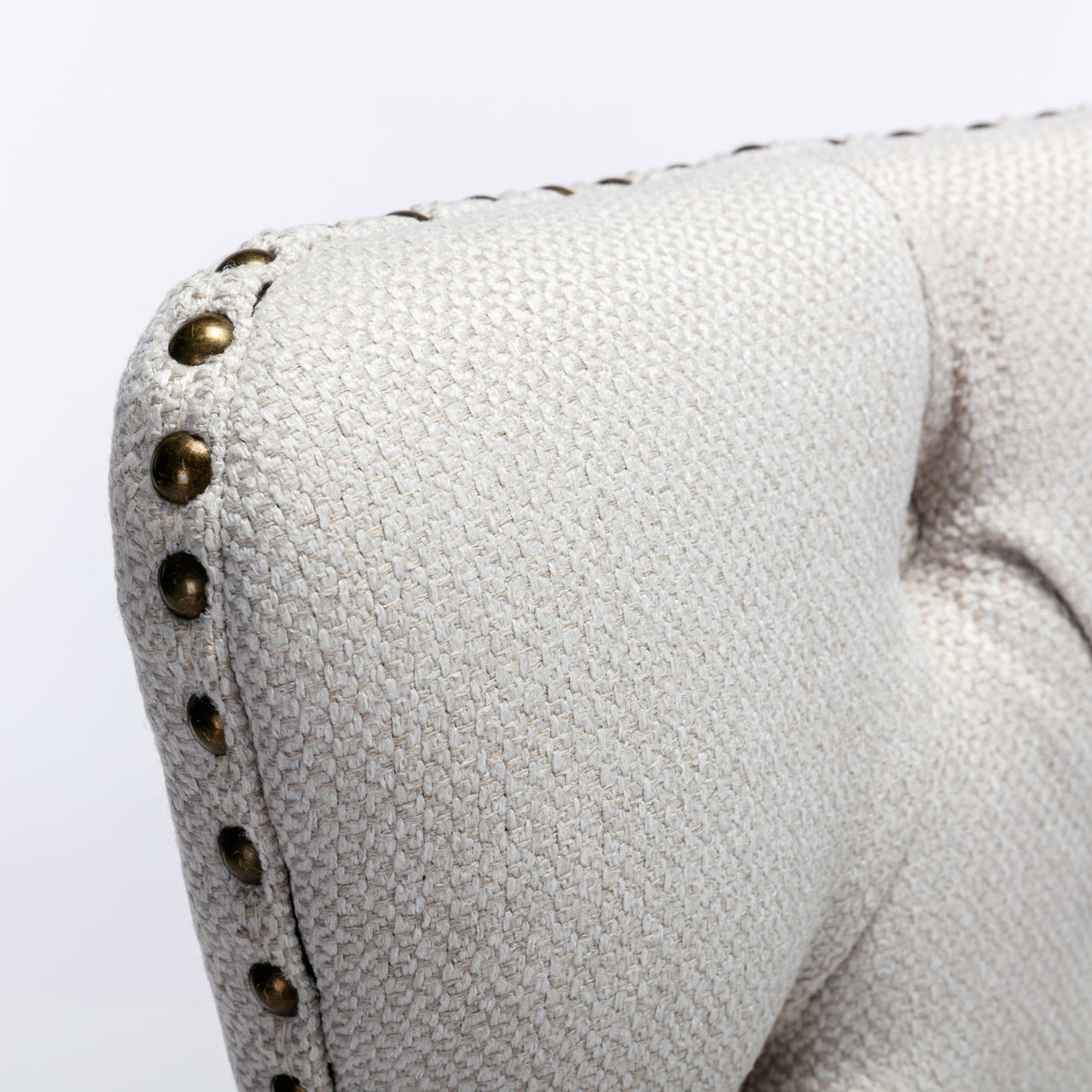 High-end Tufted Solid Wood Contemporary Flax Upholstered Dining Chair with Wood Legs Nailhead Trim 2-Pcs Set Gray