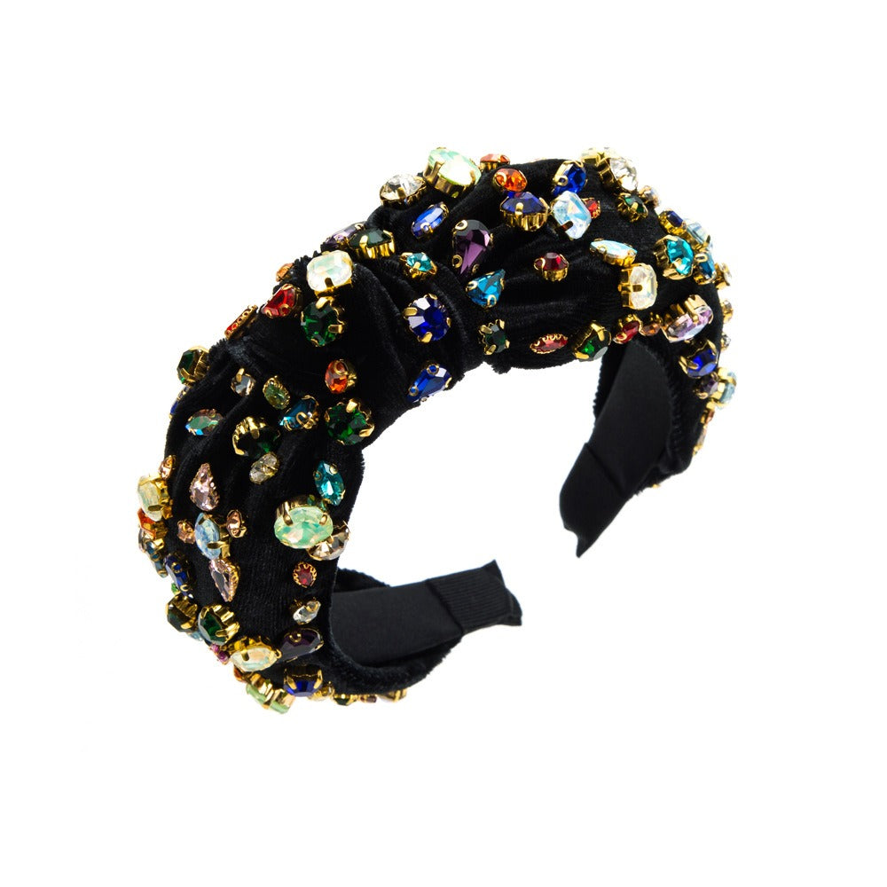 Velvet fabric knotted hair hoop full of starry colored drill bit hoop - V.I.P Digital Presence