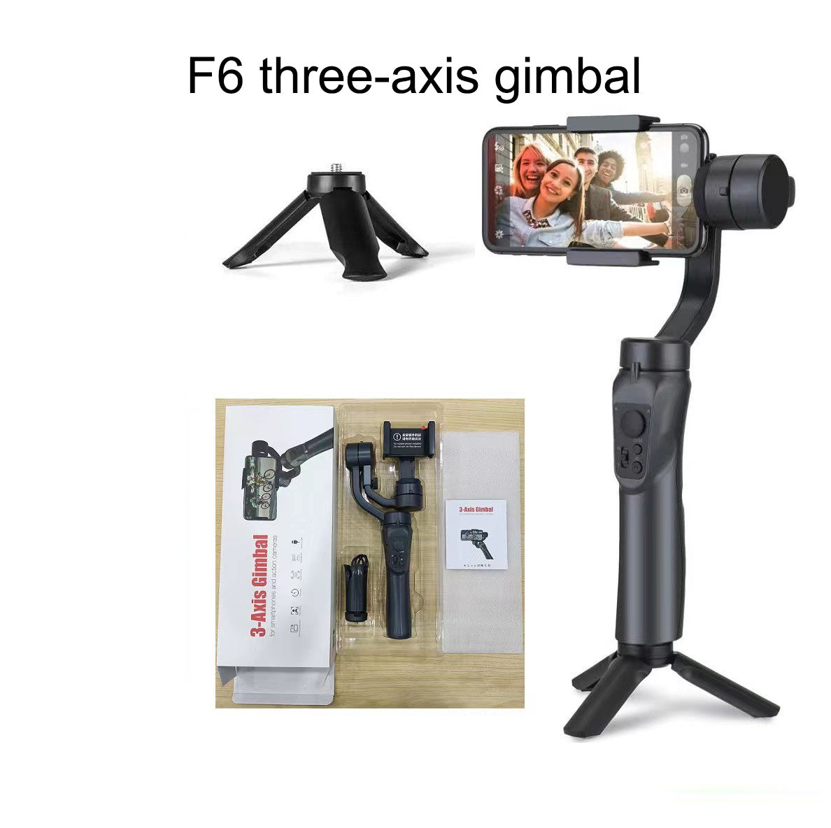 Three-axis handheld gimbal F6 stabilizer mobile phone three-axis stabilizer intelligent anti shake outdoor live streaming stand - V.I.P Digital Presence